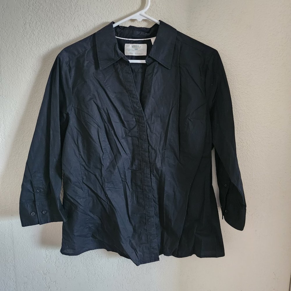 Black Dress Shirt with 3/4 Sleeves by Lee